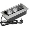 GTV ZÁPUSTNÁ ZÁSUVKA SOFT 2 X 220 V + 2 x USB, KABEL 1,5M Hliník AE-PBSUC2GU-53