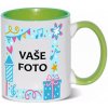 FOTOpošta hrnček s fotkou farebný rámik NARODENINY 2 ZELENÝ 350 ml