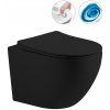 CERANO - WC závesné Cesso, Vortex Rimless + Slim/UF sedátko - čierna matná - 49x36 cm
