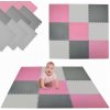 Humbi penová podložka puzzle 9 ks ružová grafitová a sivá 180 × 180 × 1 cm