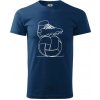 Futbalová lopta kopačka jedným ťahom - Klasické pánske tričko vyššej gramáže - XS ( Polnočná modrá )