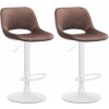 Design-Shop 2x Barová stolička Camden - zamat, biely rám Hnedá