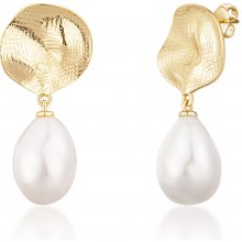 JwL Luxury Pearls nádherné pozlátené náušnice s pravými barokovými perlami JL0724