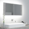 LED kúpeľňová zrkadlová skrinka betónová sivá 90x12x45 cm akryl-ForU-804976
