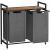 Kôš na bielizeň s 2 priehradkami, kôs na prádlo, 2 x 46 l, sivý