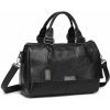 Miss Lulu Dámska kožená crossbody kabelka - čierna