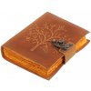 Leather Journals Kožený grimoár Strom života s mosazným sepnutím a ručním papírem