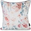 Takoy Zamatová obliečka na vankúš VELVET 156 s potlačou pastelových kvetov a ozdobnou kontrastnou lemovkou-HF-468041 | 45 x 45 cm