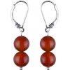 Náušnice - Karneol - guličky 8mm duo