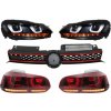 KITT Central Grille suitable for VW Golf 6 VI (2008-2012) with Headlights LED DRL U-Design and Taillights Full LED