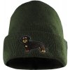 Bontis Pletená čiapka s výšivkou Jazvečík Olivová