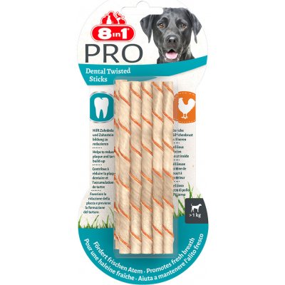 8in1 Pro Dental Twisted Sticks pre malé psy s kuracím - výhodné balenie: 2 x 10 ks