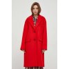 Vlnený kabát Tommy Hilfiger červená farba,prechodný,oversize,WW0WW39756 38