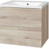 MEREO - Aira, kúpeľňová skrinka s umývadlom z liateho mramoru 61 cm, dub Kronberg CN720M