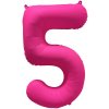 Amscan Fóliový balón narodeninové číslo 5 - Neon ružová 86 cm