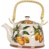Clayre & Eef Porcelánová kanvička s citrónmi a so sitkom - 18*14*12 cm / 800 ml - Clayre & Eef