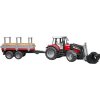 Bruder 2046 Massey Ferguson 7480 s nakladačom a prívesom na drevo