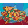 ZUTY Maľovanie podľa čísel ABSTRAKTNÉ KUBICKÉ RYBY Rámovanie bez rámu a bez vypnutia plátna Rozmer 80 x 100 cm
