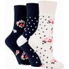 Gentle Grip dámske módne 3 páry ponožky FLORA MIX široký voľný lem