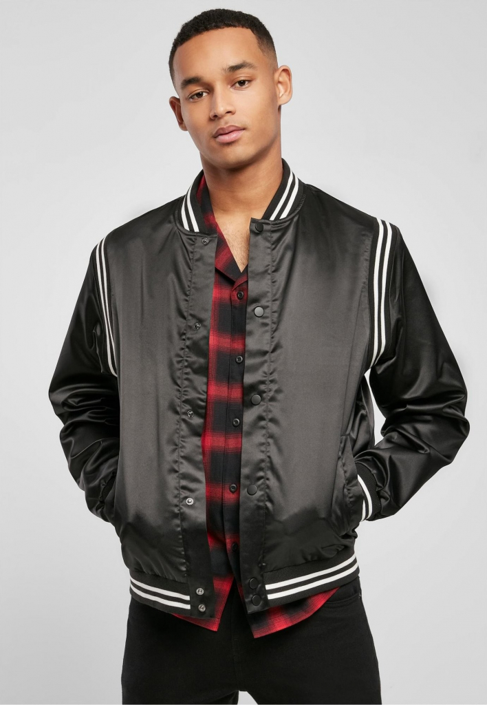 Urban Classics pánsky bomber Satin College Jacket Black