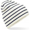 Beechfield Čepice B 39R s pruhy a manžetou, pletená COT53039Raa899-soft white/ UNI Bílá/navy