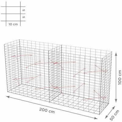 TopStone Gabiónový kôš: 200 x 50 x 100 cm - oko siete 10x5cm