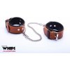 WHIPS Soft Leather Handcuffs for Him, hnedé putá na zápästia s polstrovaním