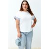 Trendyol Curve White Oversize Striped Poplin Fabric Detail on the Sleeve 100% Cotton Knitted Plus Size T-Shirt biela 5XL Trendyol 8683049490364