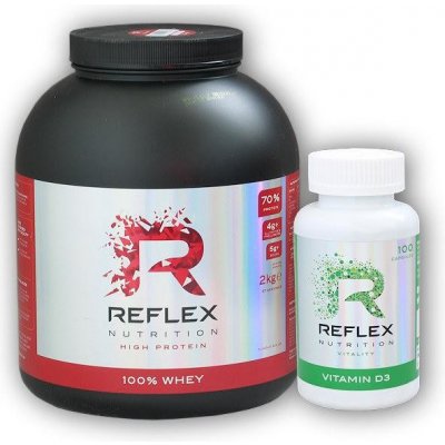 Reflex Nutrition 100% Whey Protein 2000g + Vitamin D3 100 cps - Čokoláda