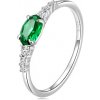 For Silver Prsteň so zeleným kryštálom a zirkónmi - Striebro 925 Velikost prstenu: 54,3mm