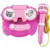 Detský mikrofón Mikrofón karaoke ružový plast na batérie so svetlom v krabici 24x21x5 5cm
