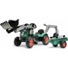 Falk Šliapací traktor Vintage 2054N s lyžicou, bagrom a prívesom, zelený