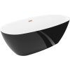 Mexen Luvo Slim voľne stojaca vaňa 170 x 75 cm, biela/čierna, prepad medená kartáčovaná - 52801707575-65