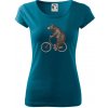 Medveď na bicykli - Dámske tričko Pure - L ( Petrolejová )