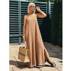 Dámske dlhé letné šaty na ramienka - hnedé - UNI