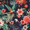 Dekoračná látka s kvetmi, vtákmi a šperkami, digitálna tlač 1 m