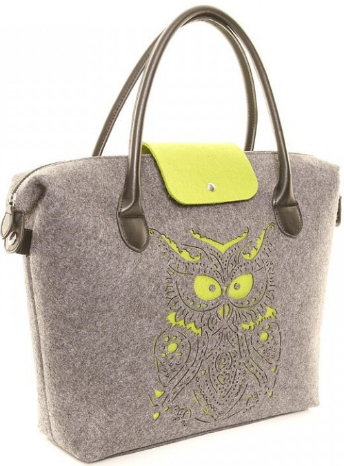 Filcová kabelka Felt Owl zelená šedá