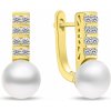 Brilio Silver Jedinečné pozlátené náušnice s perlami a zirkónmi EA941Y
