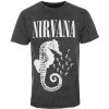 Tričko metal ROCK OFF Nirvana Seahorse & Logo Mono Stone Wash Čierna