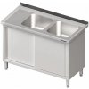 Stůl s dvoukomorovým dřezem z pravé strany posuvné dveře 1200x600x850 mm | STALGAST, 980907120 inox