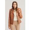 Dámska hnedá krátka kožená bunda