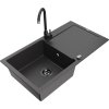 Mexen Leo, drez granitový 900x500x190 mm, 1-komorový a čierna batéria Telma, čierna škvrnitá, 6501-76-670200-70-B