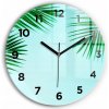 Štvorcové Sklenené Nástenné Hodiny Do Obývacej Izby s Grafikou Zelené Palmy fi30 cm