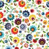 Takoy Látka na plavky, fitness oblečenie folk flowers white-NS-5931