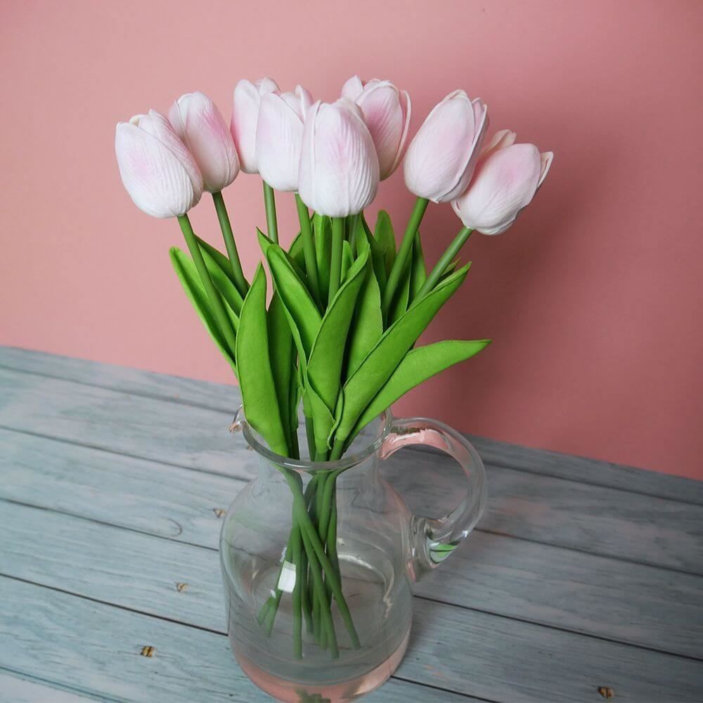 Umělé tulipány 10 ks - svetlo ružové