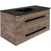 Kúpeľňová skrinka s čiernou úchytkou a umývadlom SAT Cube Way 100x53x46 cm dub Wellington mat CUBE46C1002DWMODC