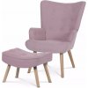 Autronic Kreslo ušiak AK-302 PINK2 s podnožkou – staroružová látka, drevené nohy