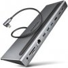 AXAGON HMC-4KX3 USB 5Gbps hub, 3x USB-A, 2x HDMI, DP, RJ-45 GLAN, SD/microSD, audio, PD 100W, kábel USB-C 40cm 1023646