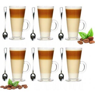 Poháre na latte s uškom sada na kávu 6ks 250ml a lyžice od 22,61 € - Heureka .sk