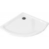 Mexen Flat polokruhový sprchový kút slim 90 x 90 cm, biely, čierny sifón - 41109090B